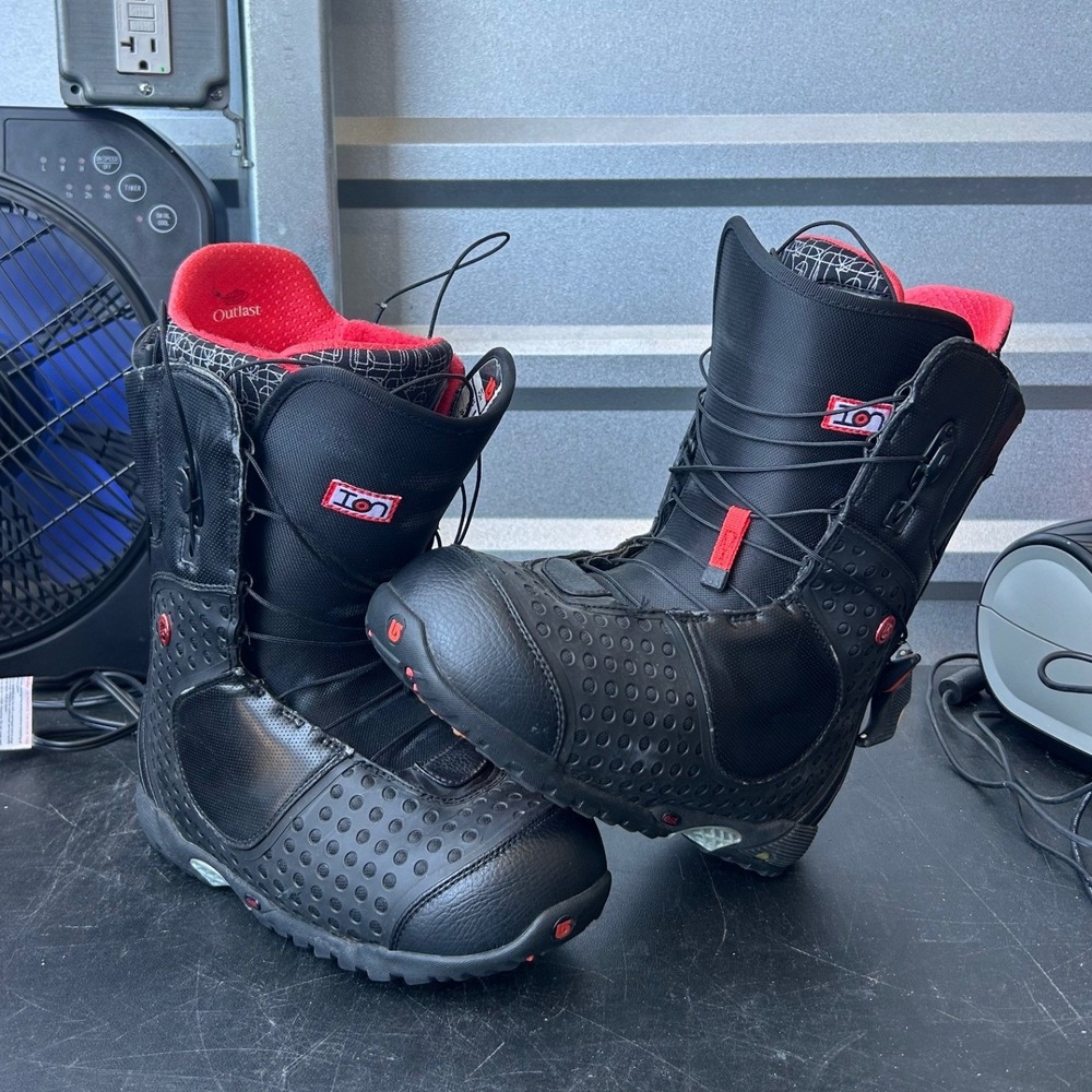 Burton Ion Snowboard Boots Mens 8 Black Red Imprint 4 Liner Speed Zone Lacing